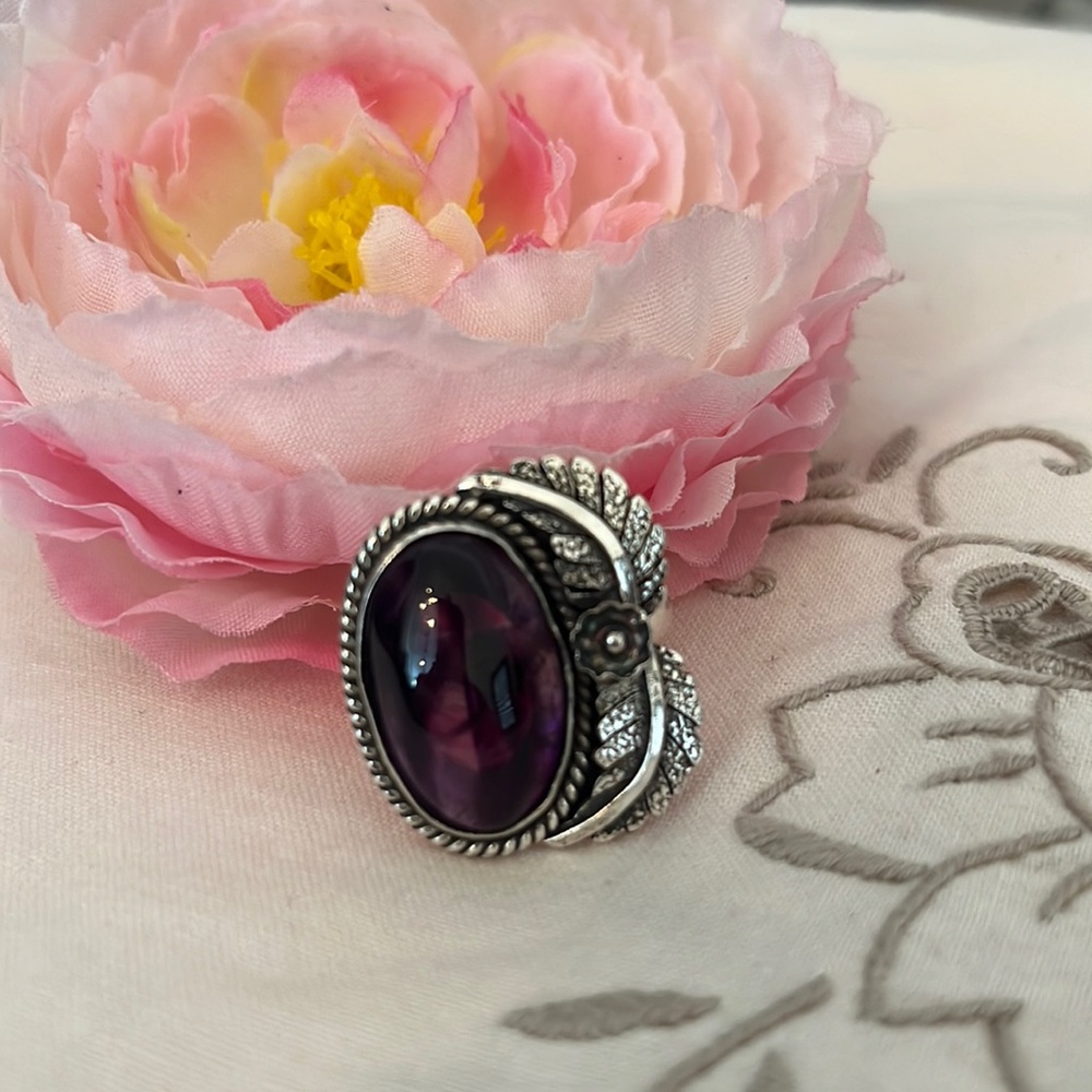 Amethyst free size adjustable ring